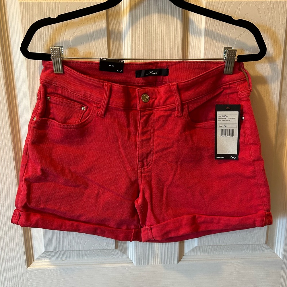 Mavi W30 Red Women's Jean Shorts Sara Mid-Rise 5 Pockets Mavi Jeans NWT